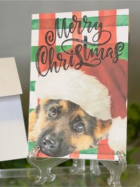 Merry Christmas German Shepherd Greeting Card Set of 15 Blank Inside 4x6